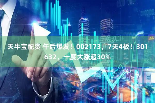 天牛宝配资 午后爆发！002173，7天4板！301632，一度大涨超30%